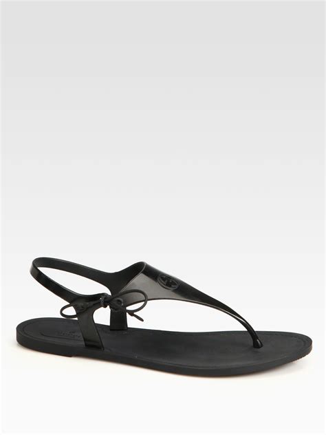 gucci katina leather thong sandal|Black Leather Thong Sandal With Double G.